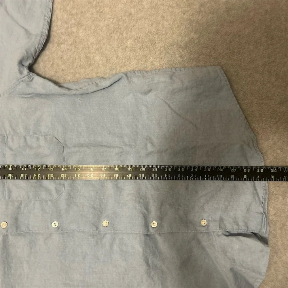 Banana‎ Republic Shirt Men's Large Blue Linen Button-Up Shirt Solid